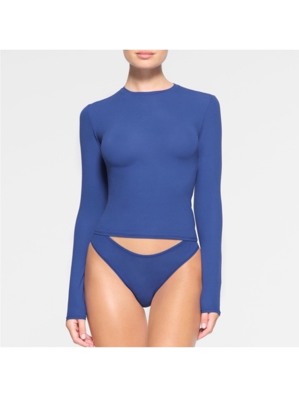 Skims Fits Everybody Long Sleeve‎ T-Shirt Sapphire Blue Women’s Size S